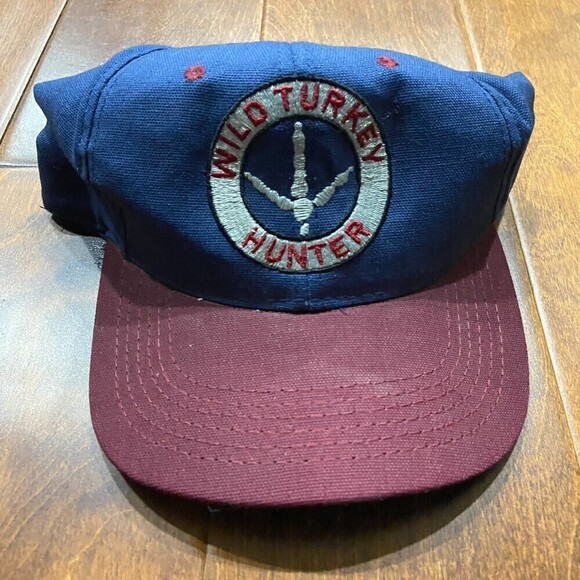 Turkey Hunter Vintage 2 - Tone Navy Maroon Baseball Snapback Cap Hat Men's - Picture 3 of 4
